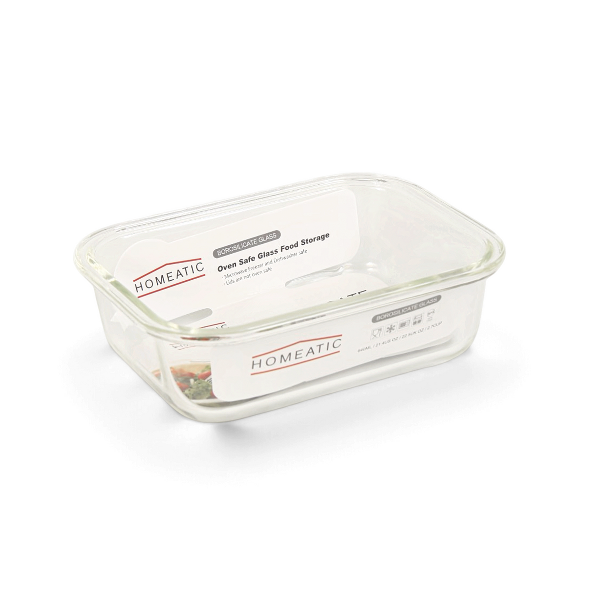 HOMEATIC BOROSILICATE GLASS HEAT RESISTANT CONTAINER (GREY)