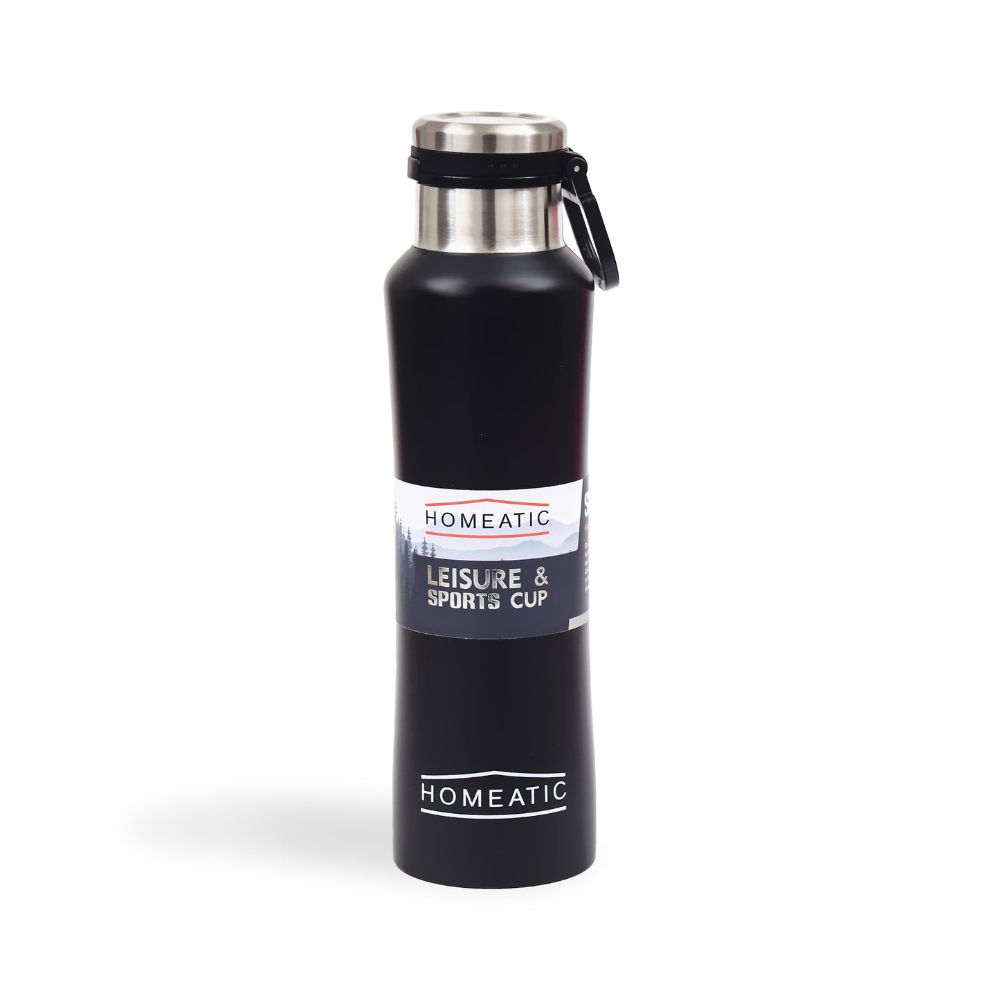 HOMEATIC VACUUM FLASK BLACK STEEL WATER BOTTLE 550 ML