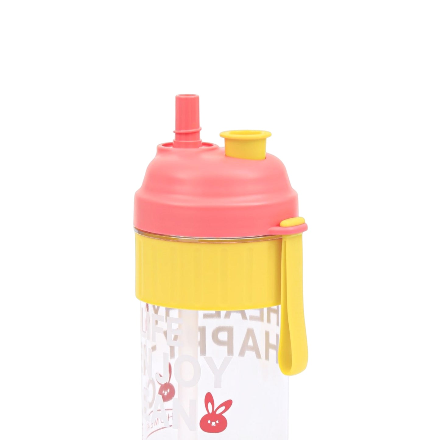 HOMEATIC HAPPY BUNNY PINK WATER BOTTLE WITH STRAW 850ML