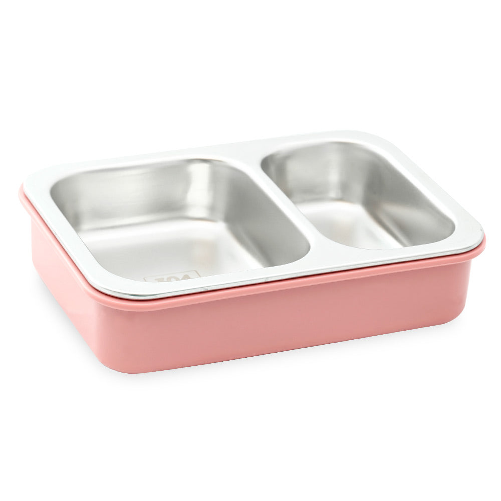 HOMEATIC MULTI-COMPARTMENT PINK STAINLESS STEEL LUNCH BOX 750ML
