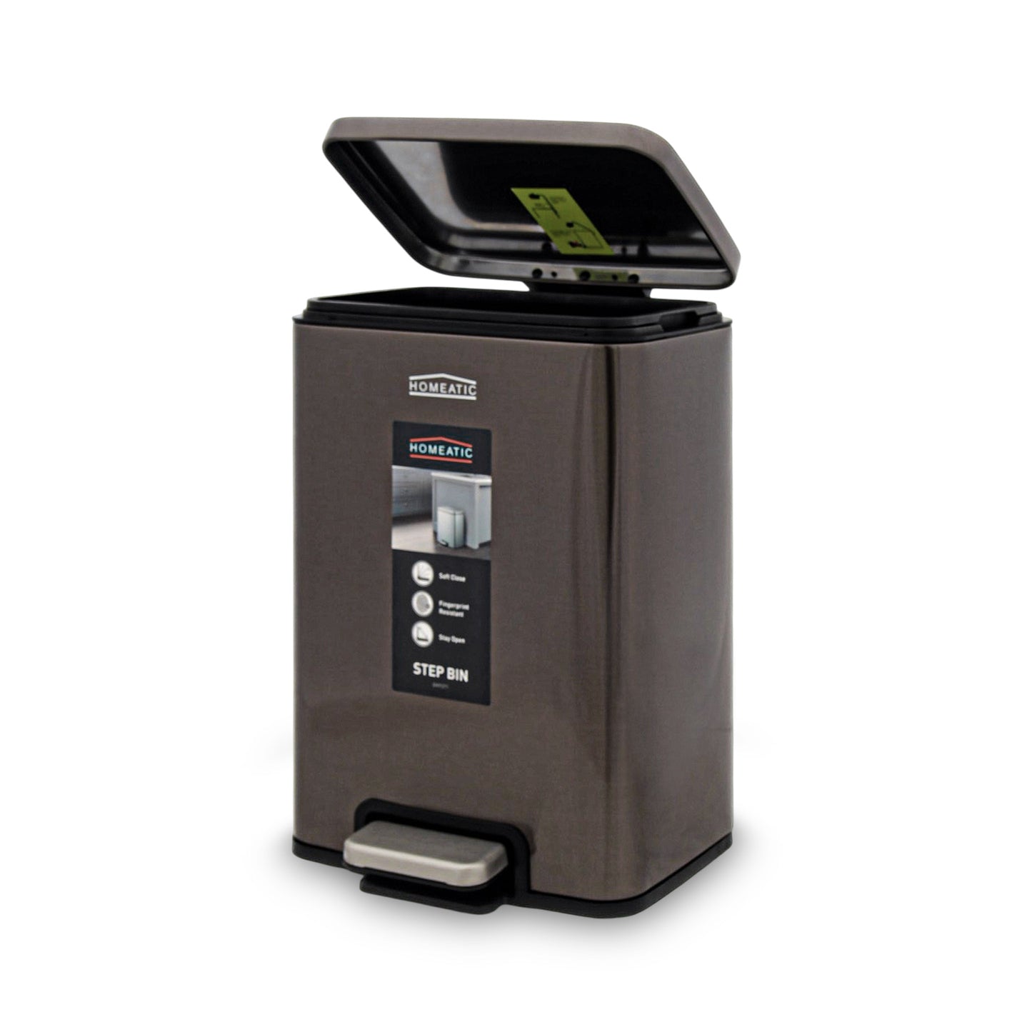 HOMEATIC STAINLES STEEL PEDAL BIN BLACK