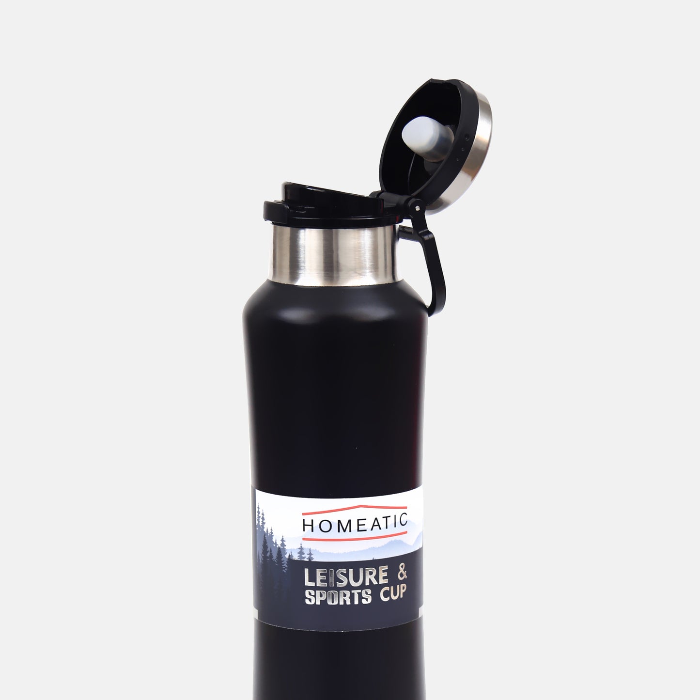 HOMEATIC VACUUM FLASK BLACK STEEL WATER BOTTLE 550 ML
