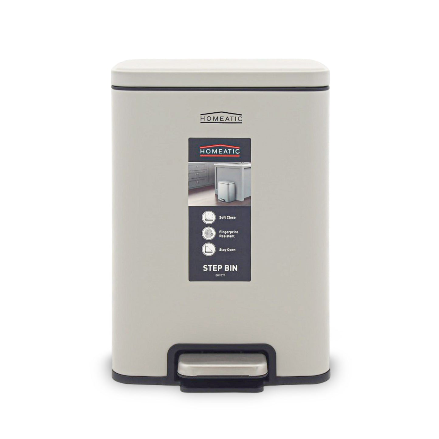 HOMEATIC STAINLES STEEL PEDAL BIN GREY