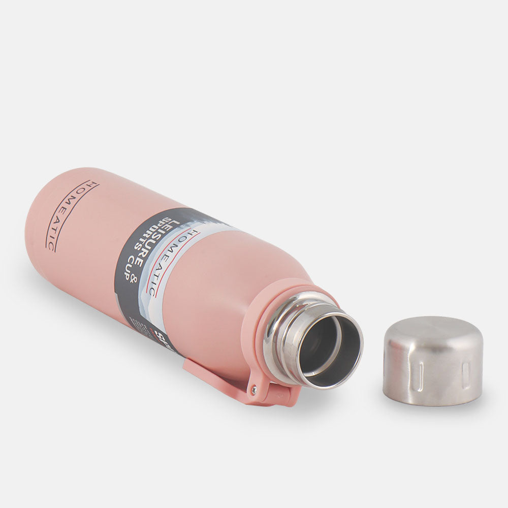 HOMEATIC VACUUM FLASK PINK STEEL WATER BOTTLE 700 ML
