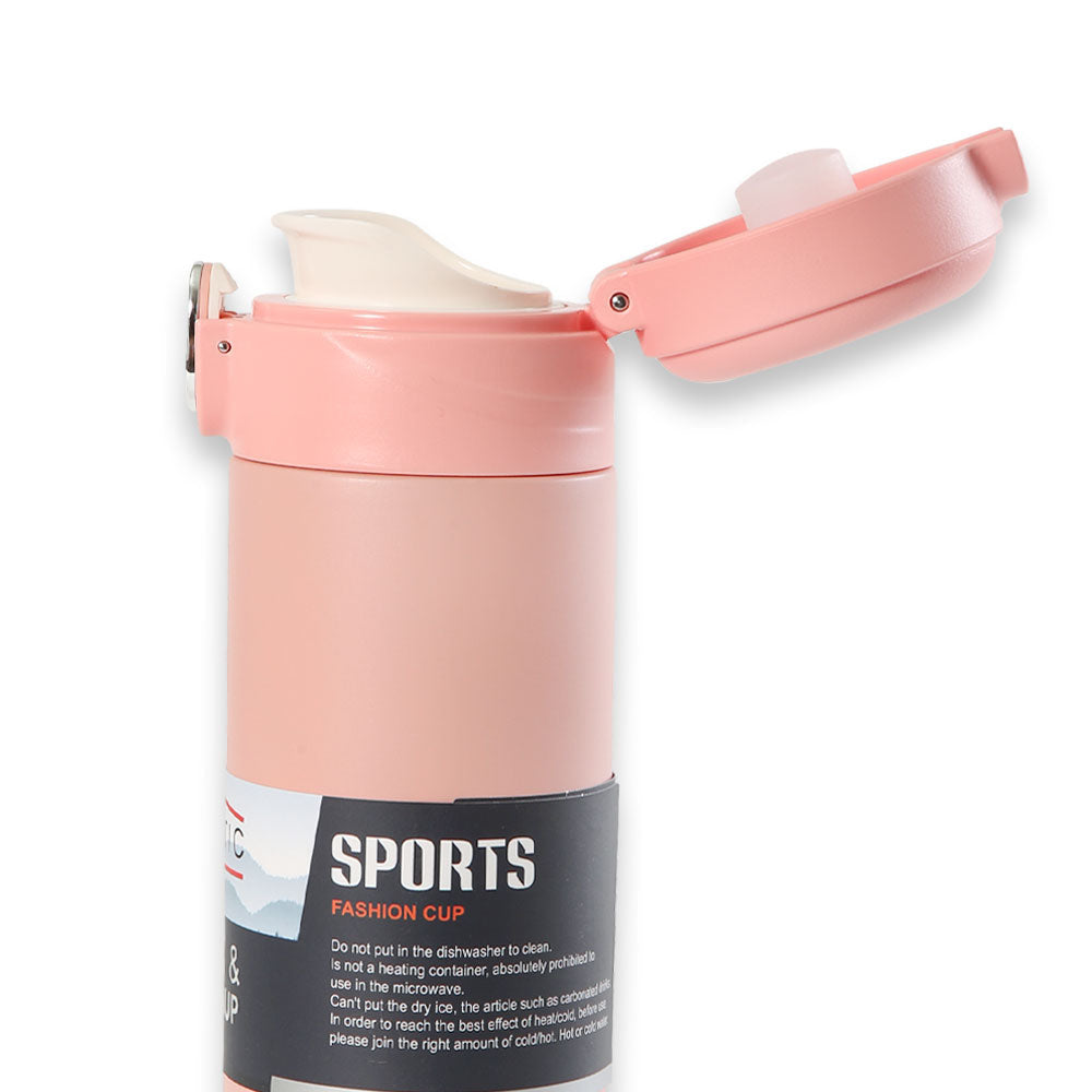 HOMEATIC LEISURE & SPORTS VACUUM FLASK - PINK STEEL WATER BOTTLE 400 ML