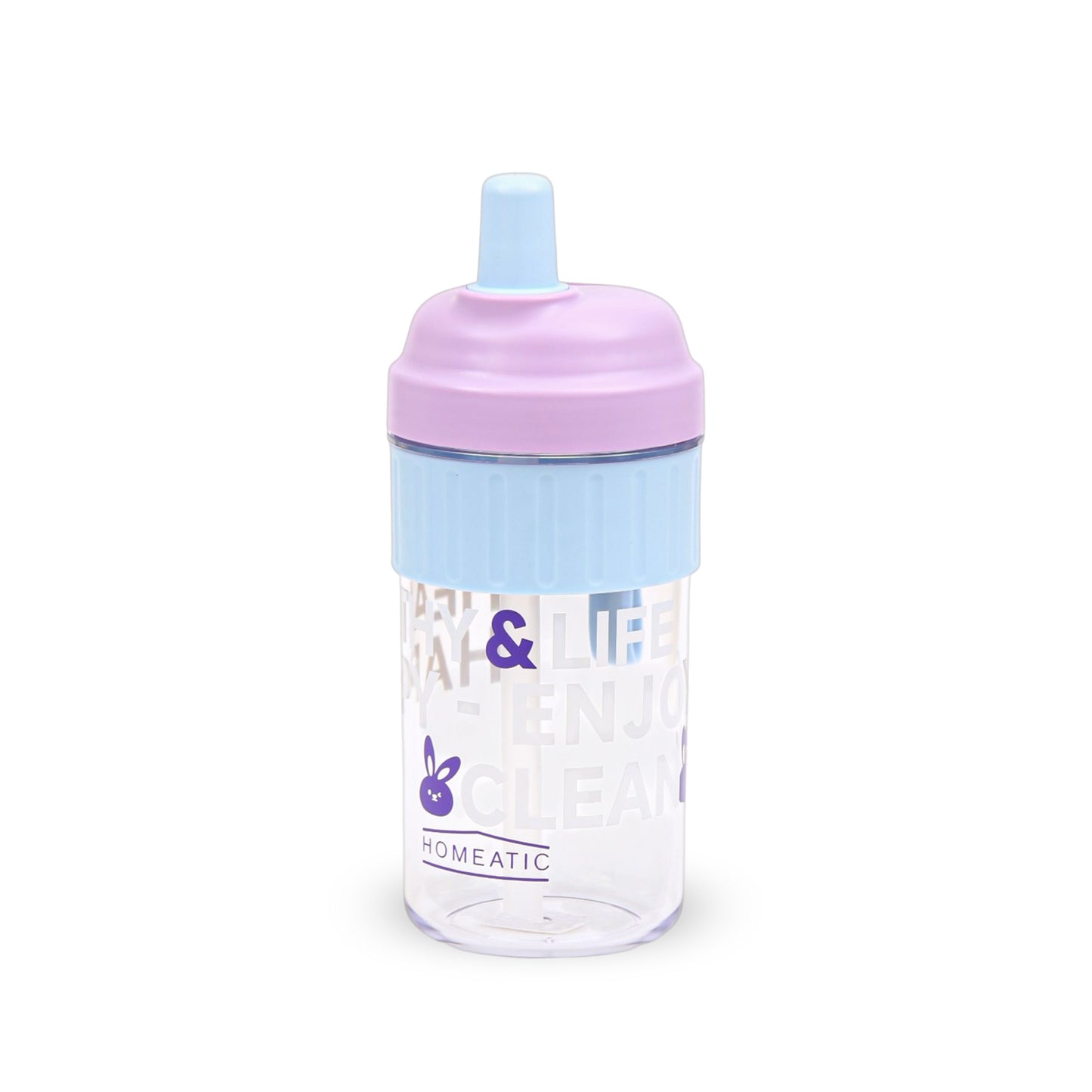 HOMEATIC HAPPY BUNNY PURPLE WATER BOTTLE WITH STRAW 850ML