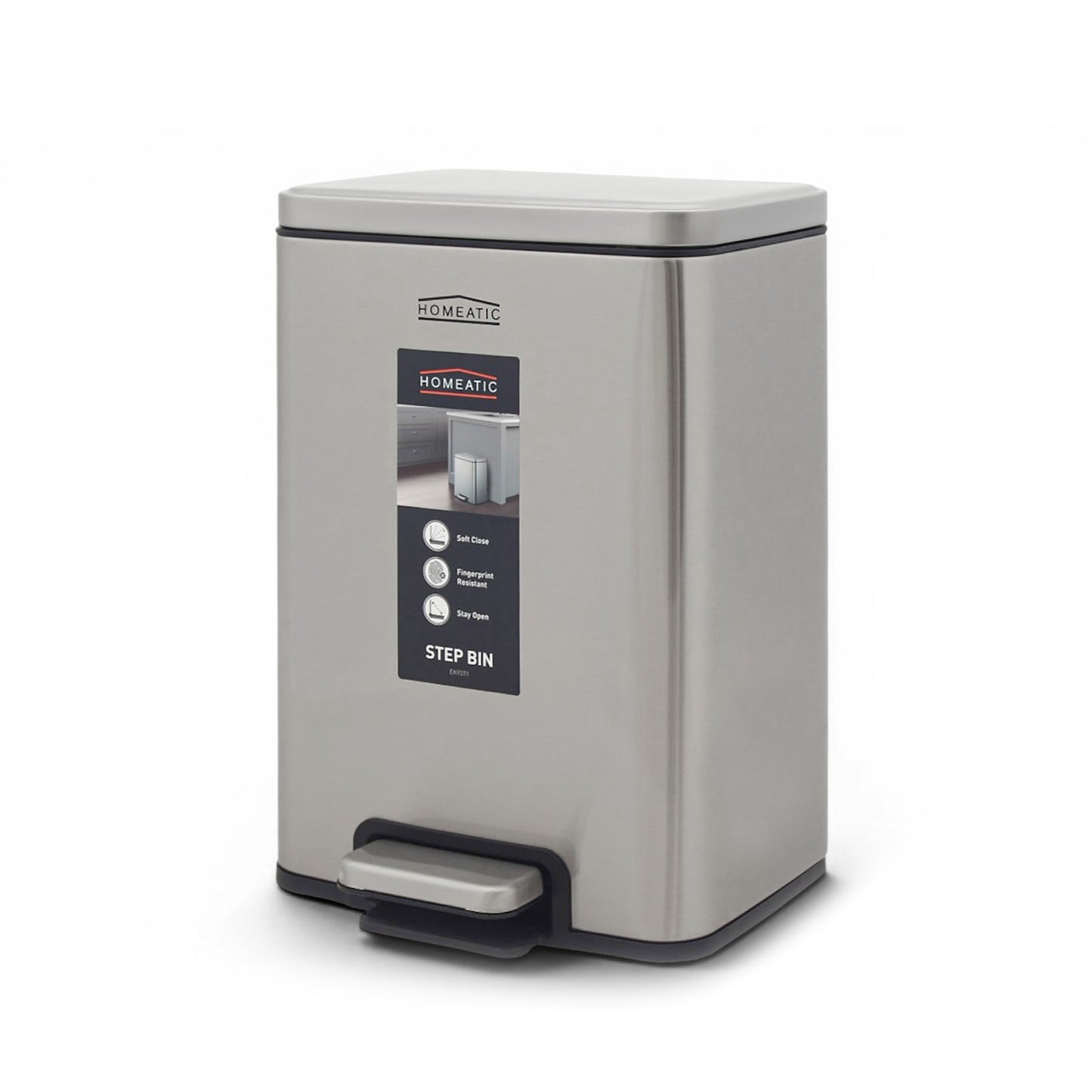 HOMEATIC STAINLES STEEL PEDAL BIN SILVER