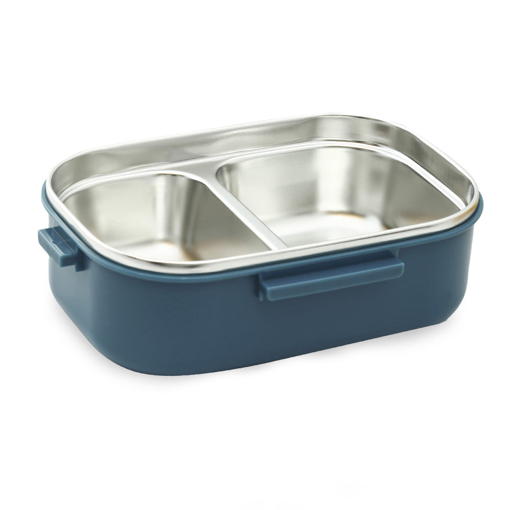 HOMEATIC DUO BENTO STAINLESS STEEL BLUE LUNCH BOX WITH SPOON & FORK