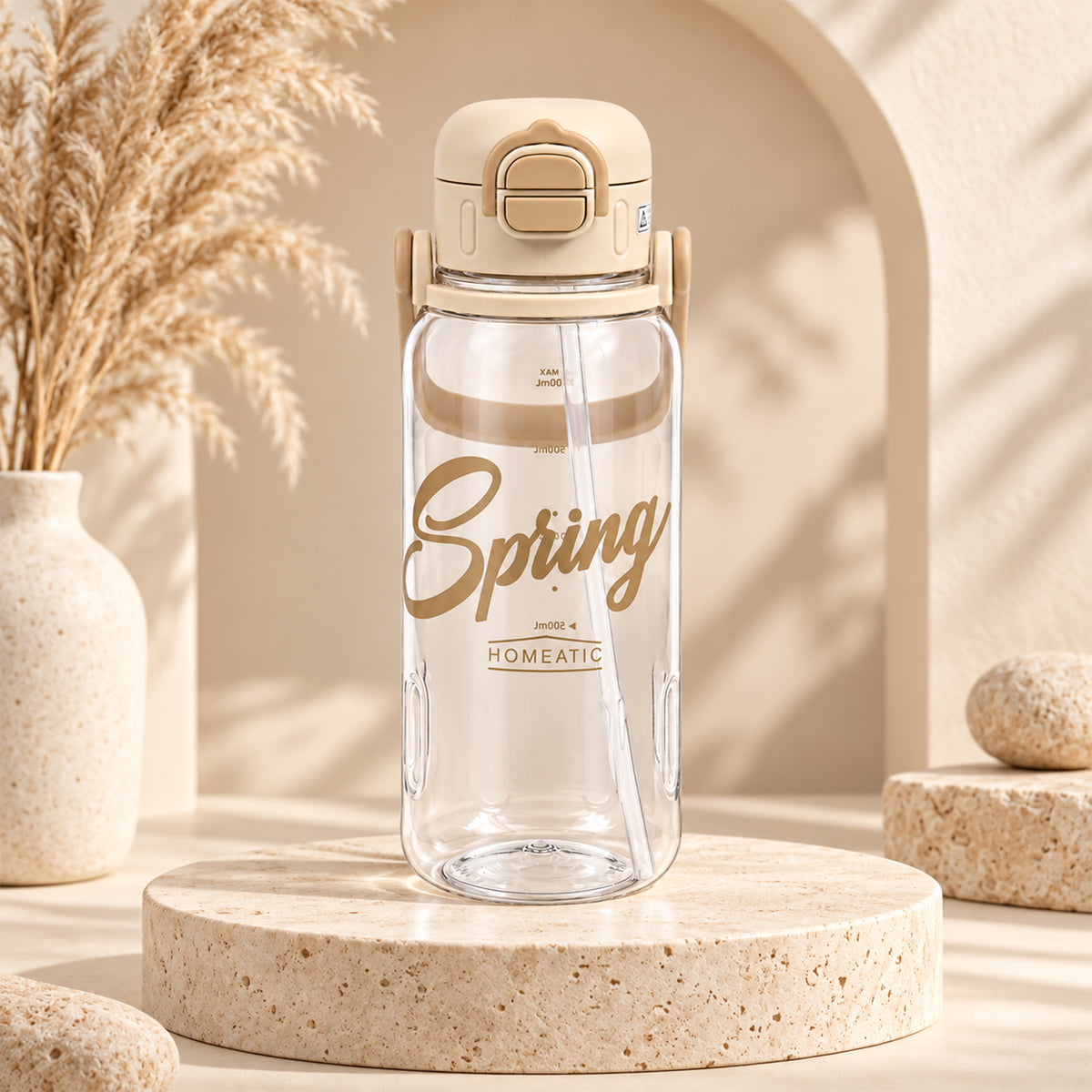 HOMEATIC SPRING HYDRATION BOTTLE - WHITE SPORTS WATER BOTTLE 1300ML