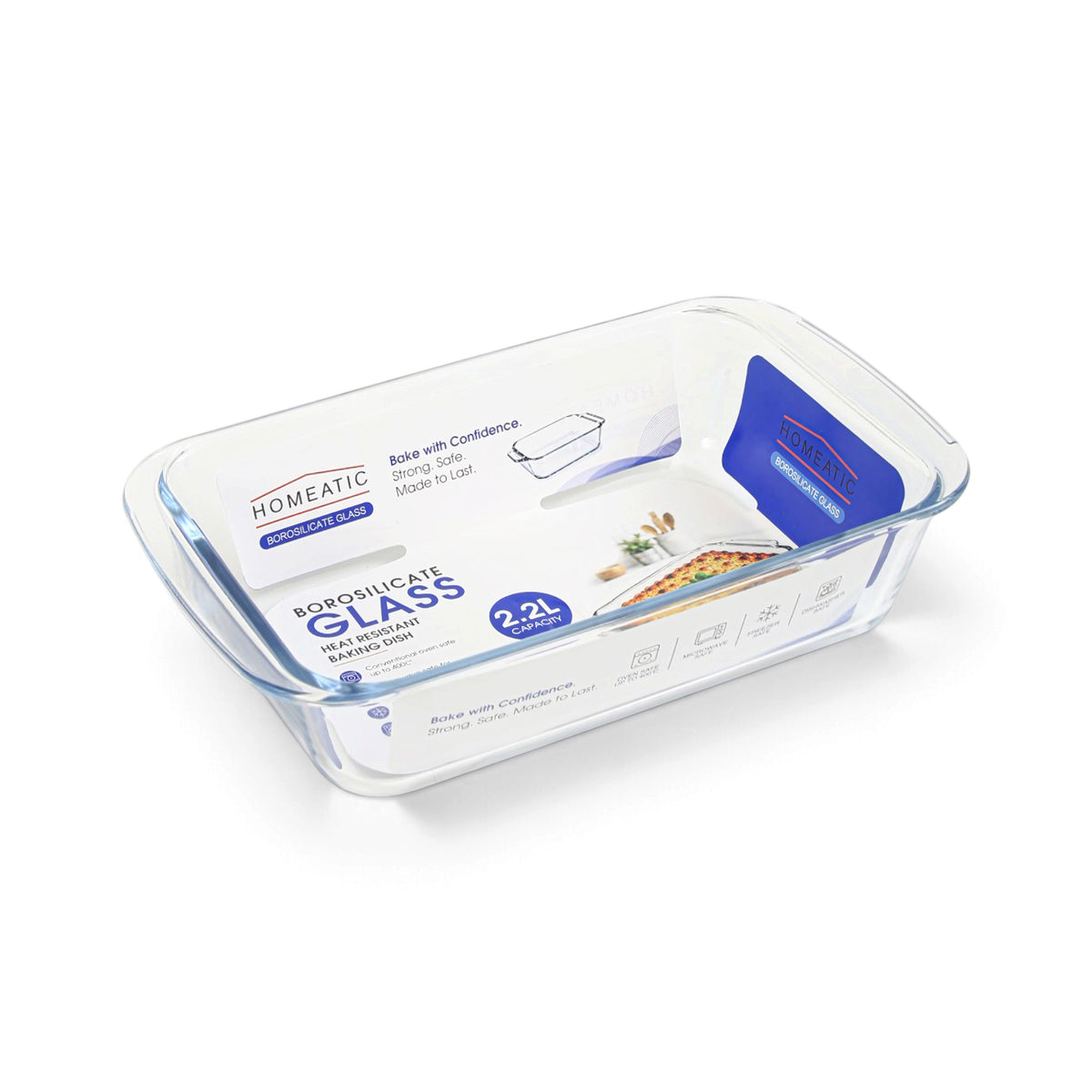 HOMEATIC BOROSILICATE GLASS BAKER 2 PEICE SET - 2.2 + 3.0L
