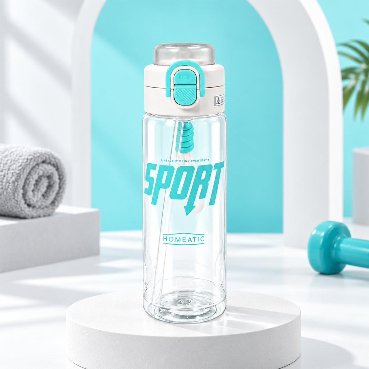 HOMEATIC SPORT HYDRATION BOTTLE - WHITE SPORTS WATER BOTTLE 750ML