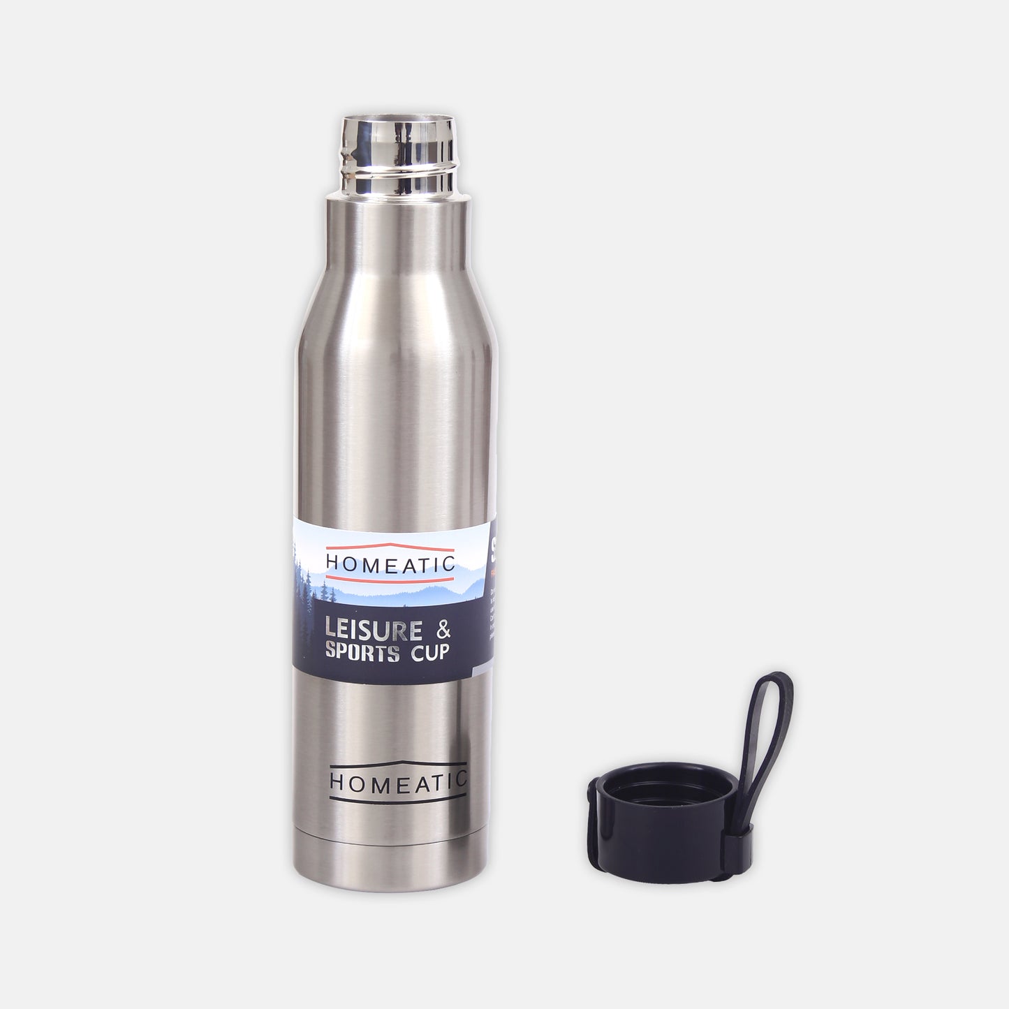 HOMEATIC STEEL WATER BOTTLE - 500ML SILVER