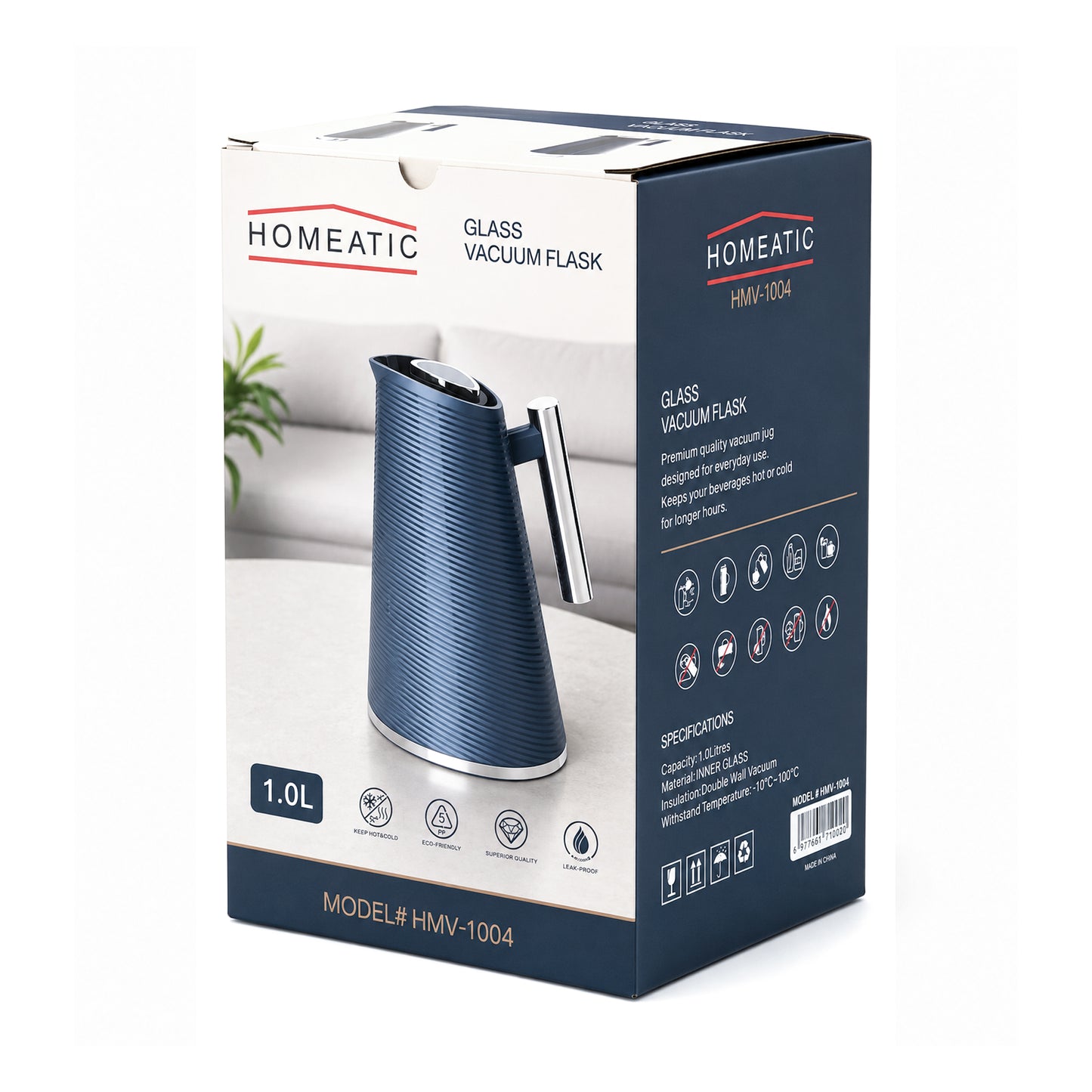 HOMEATIC GLASS VACUUM FLASK GREY