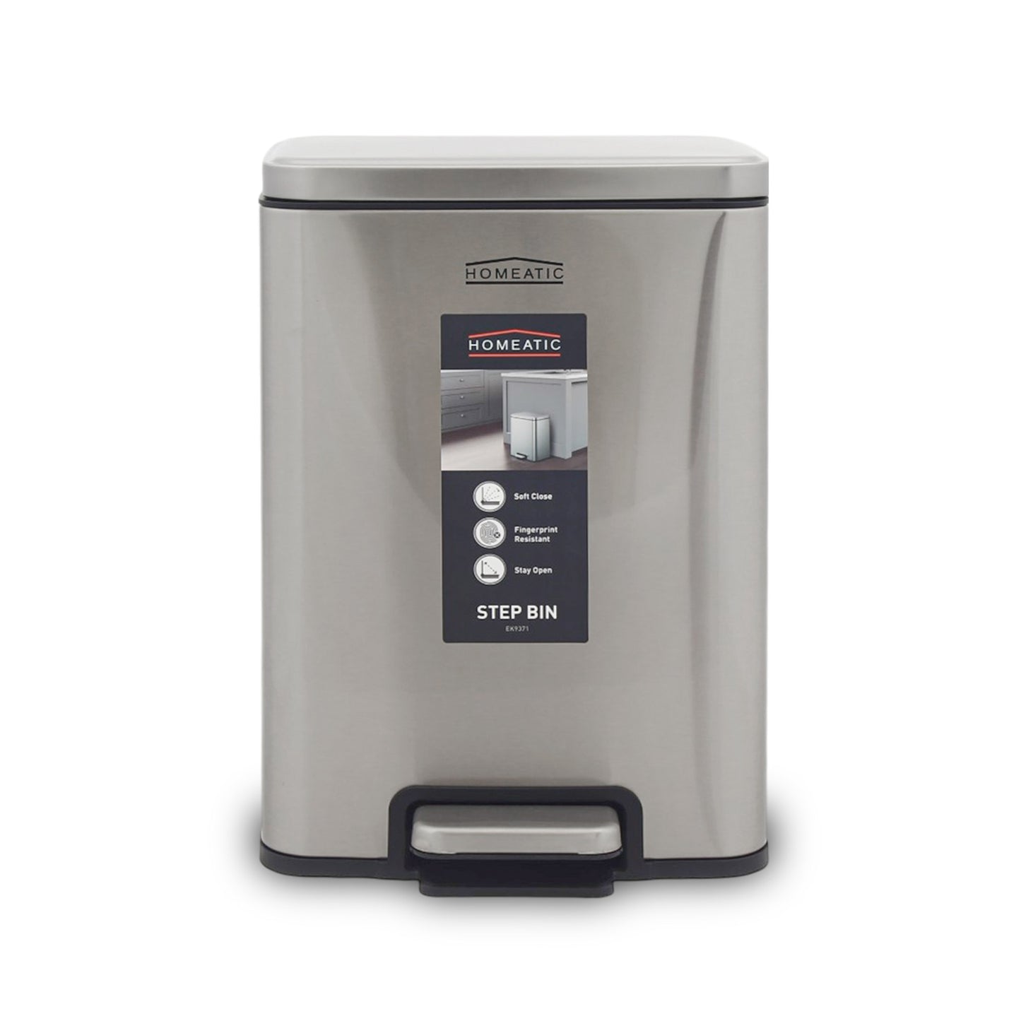 HOMEATIC STAINLES STEEL PEDAL BIN SILVER