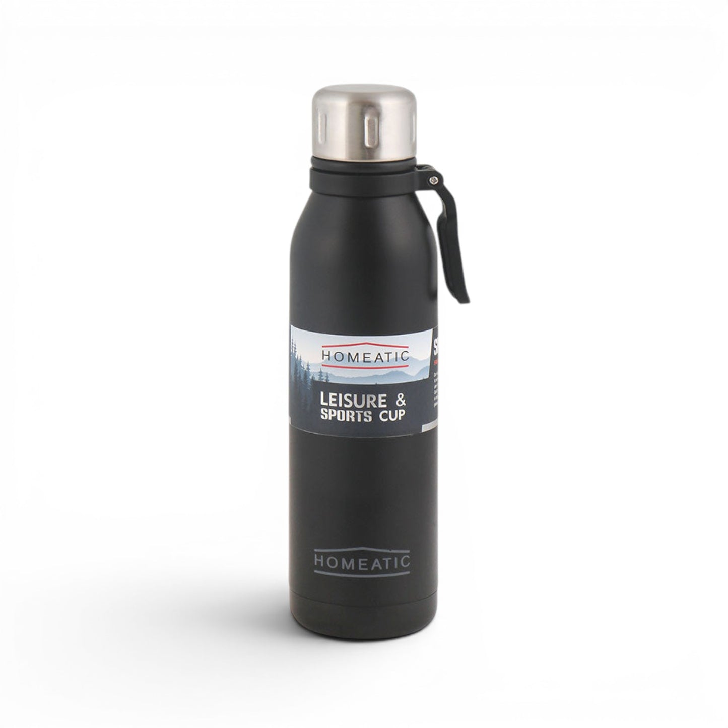 HOMEATIC VACUUM FLASK BLACK STEEL WATER BOTTLE 700 ML