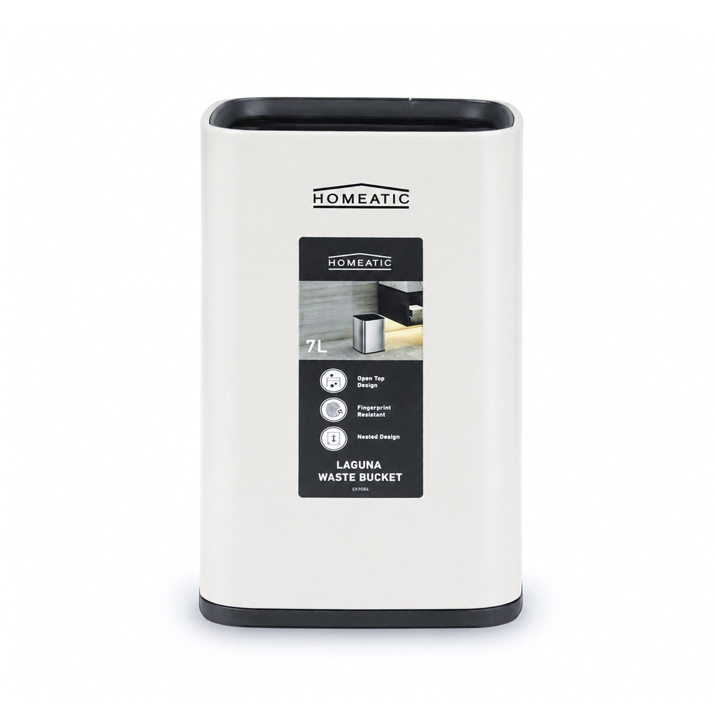 HOMEATIC LAGUNA OPEN TOP TRASH BIN 7 LITRE-WHITE