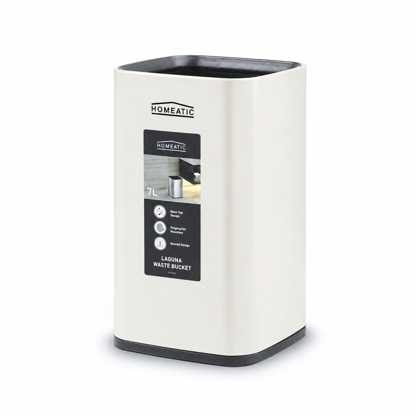 HOMEATIC LAGUNA OPEN TOP TRASH BIN 7 LITRE-WHITE
