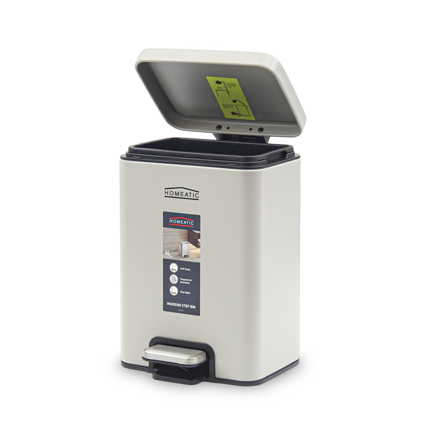 HOMEATIC STAINLES STEEL PEDAL BIN-GREY