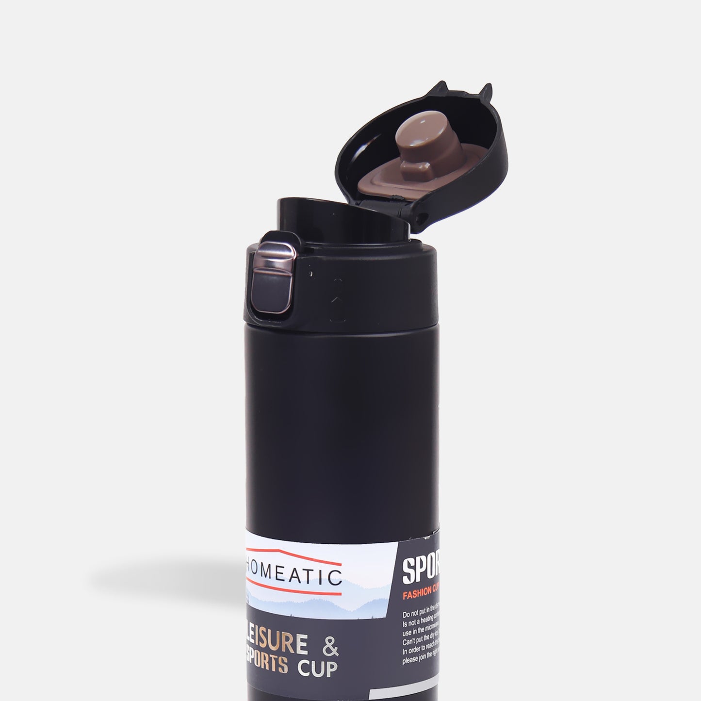 HOMEATIC VACUUM FLASK - BLACK STEEL WATER BOTTLE 500 ML