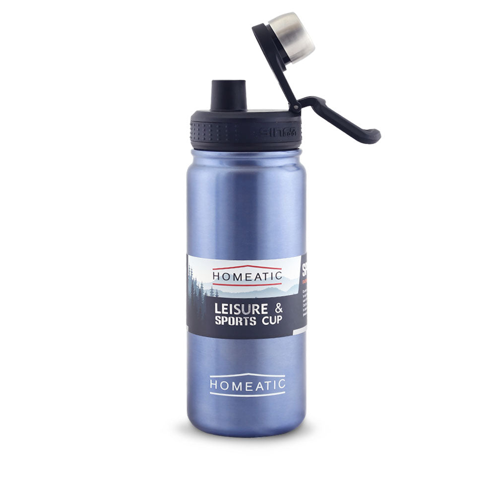 HOMEATIC VACUUM FLASK BLUE STEEL WATER BOTTLE 650 ML