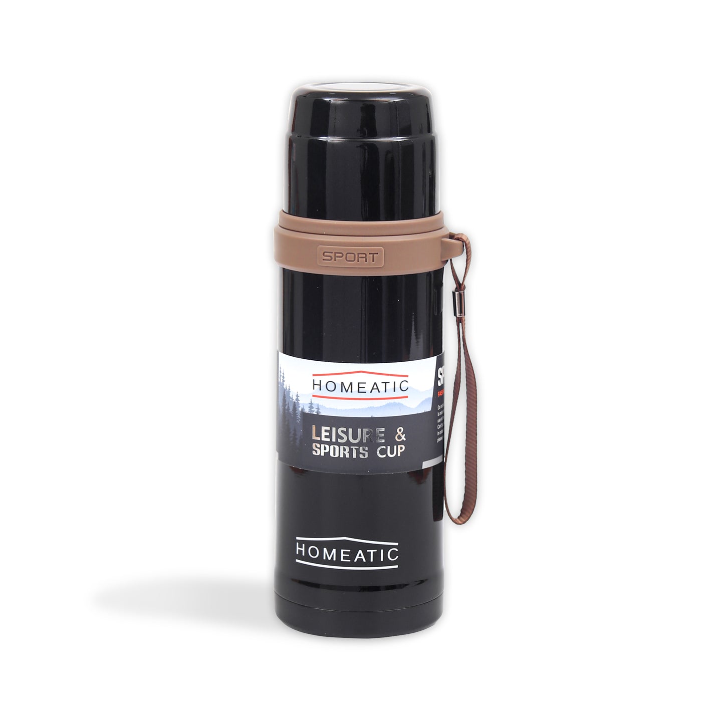 HOMEATIC VACUUM FLASK BLACK STEEL WATER BOTTLE 600 ML