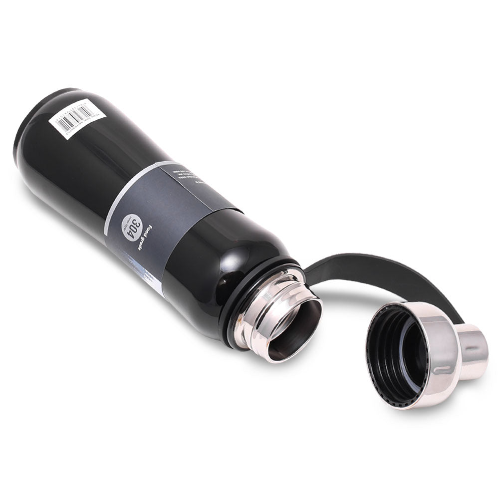 HOMEATIC VACUUM FLASK BLACK STEEL WATER BOTTLE 500 ML