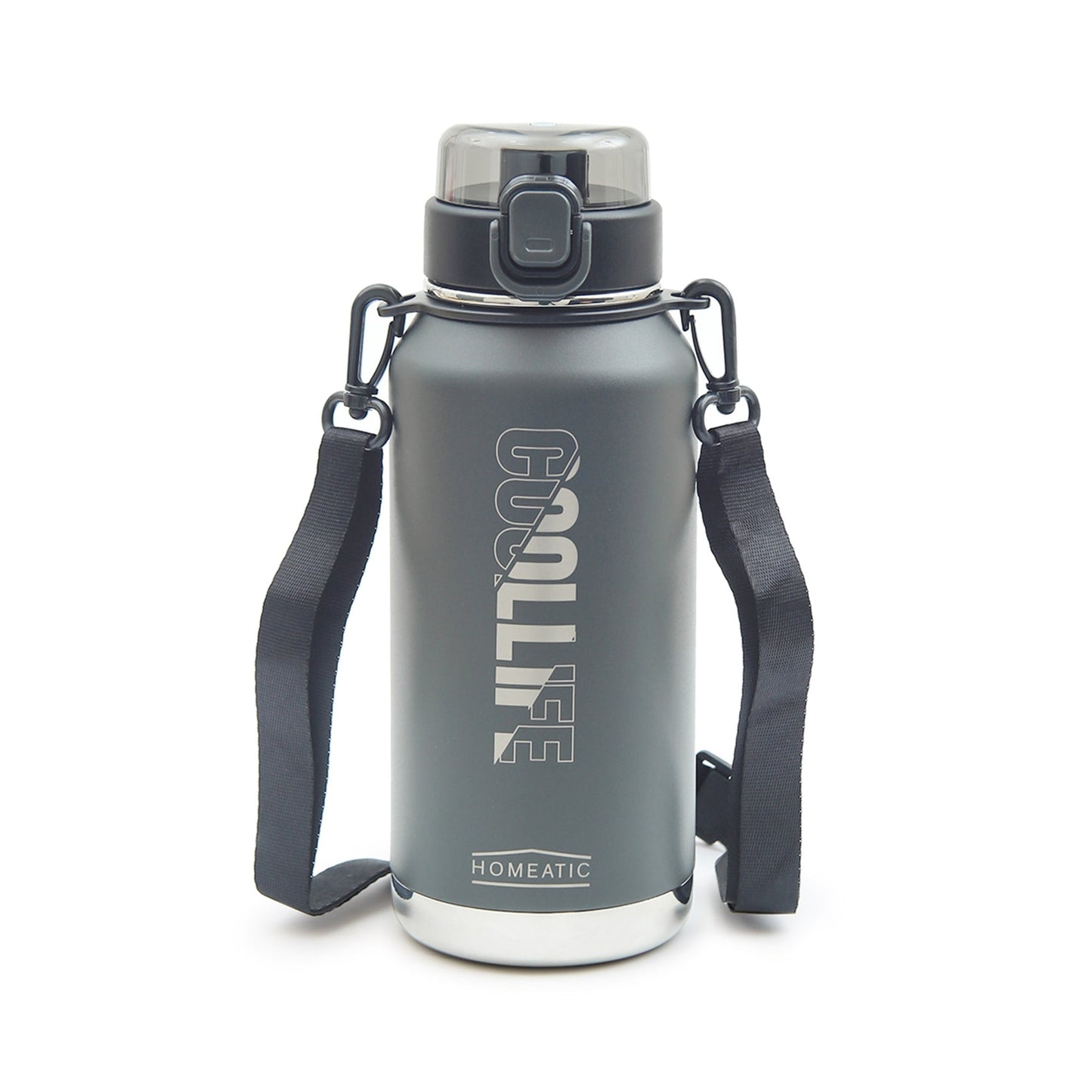 HOMEATIC VACUUM FLASK - GREY STEEL WATER BOTTLE 1100ML