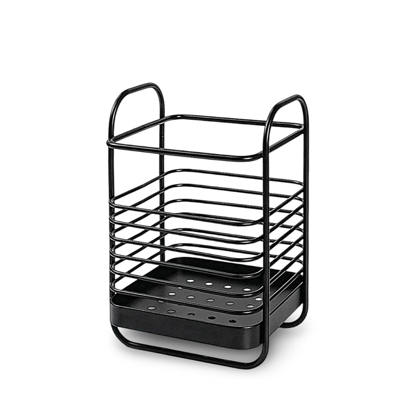 HOMEATIC SQUARE WIRE CUTLERY CADDY WITH DRAINAGE TRAY
