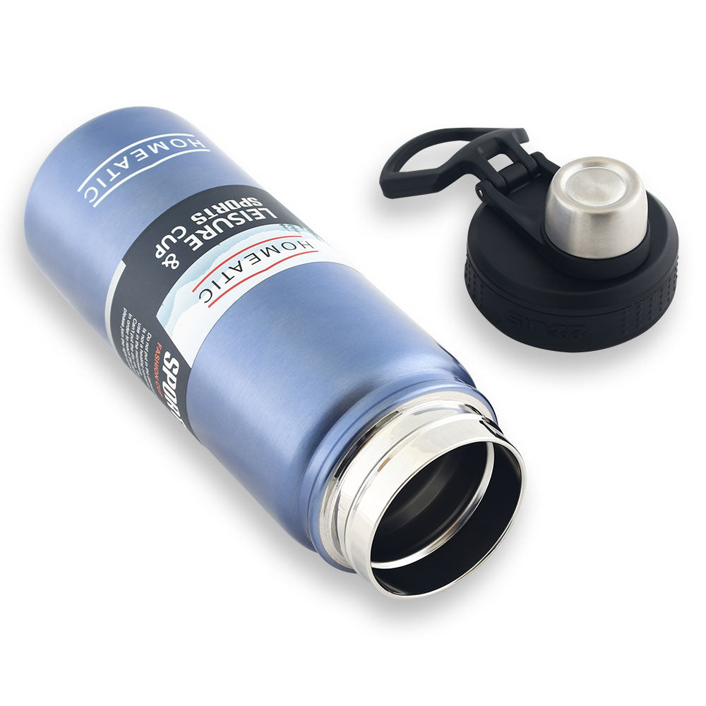 HOMEATIC VACUUM FLASK BLUE STEEL WATER BOTTLE 650 ML