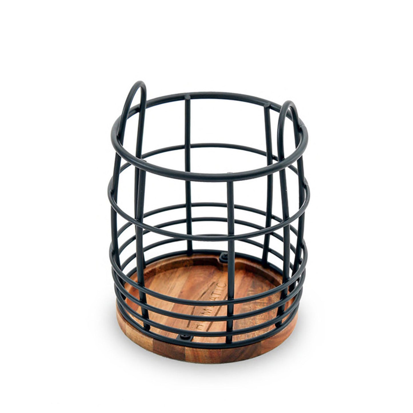 HOMEATIC INDUSTRIAL WIRE BLACK WOOD CUTLERY HOLDER