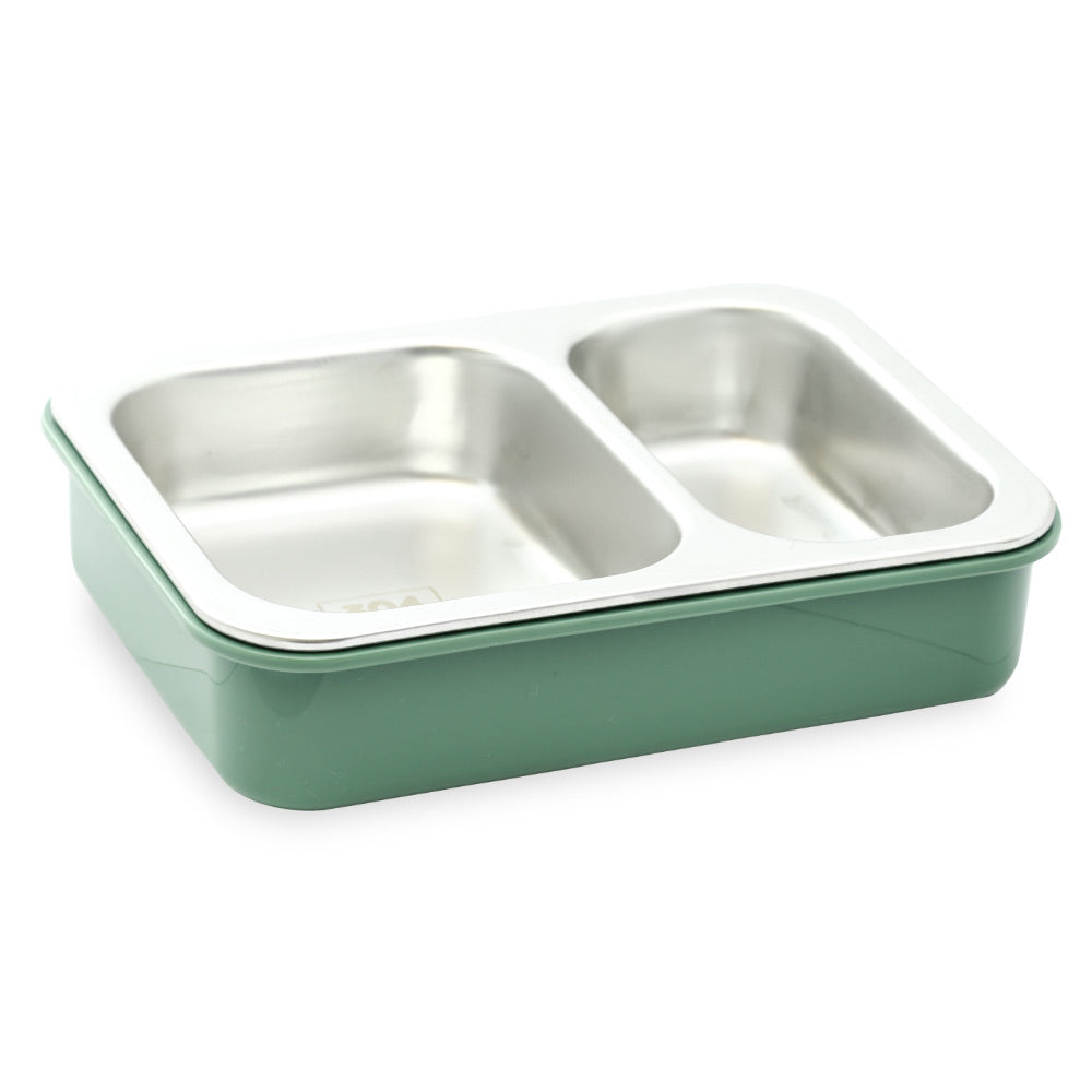 HOMEATIC MULTI-COMPARTMENT GREEN STAINLESS STEEL LUNCH BOX 750ML