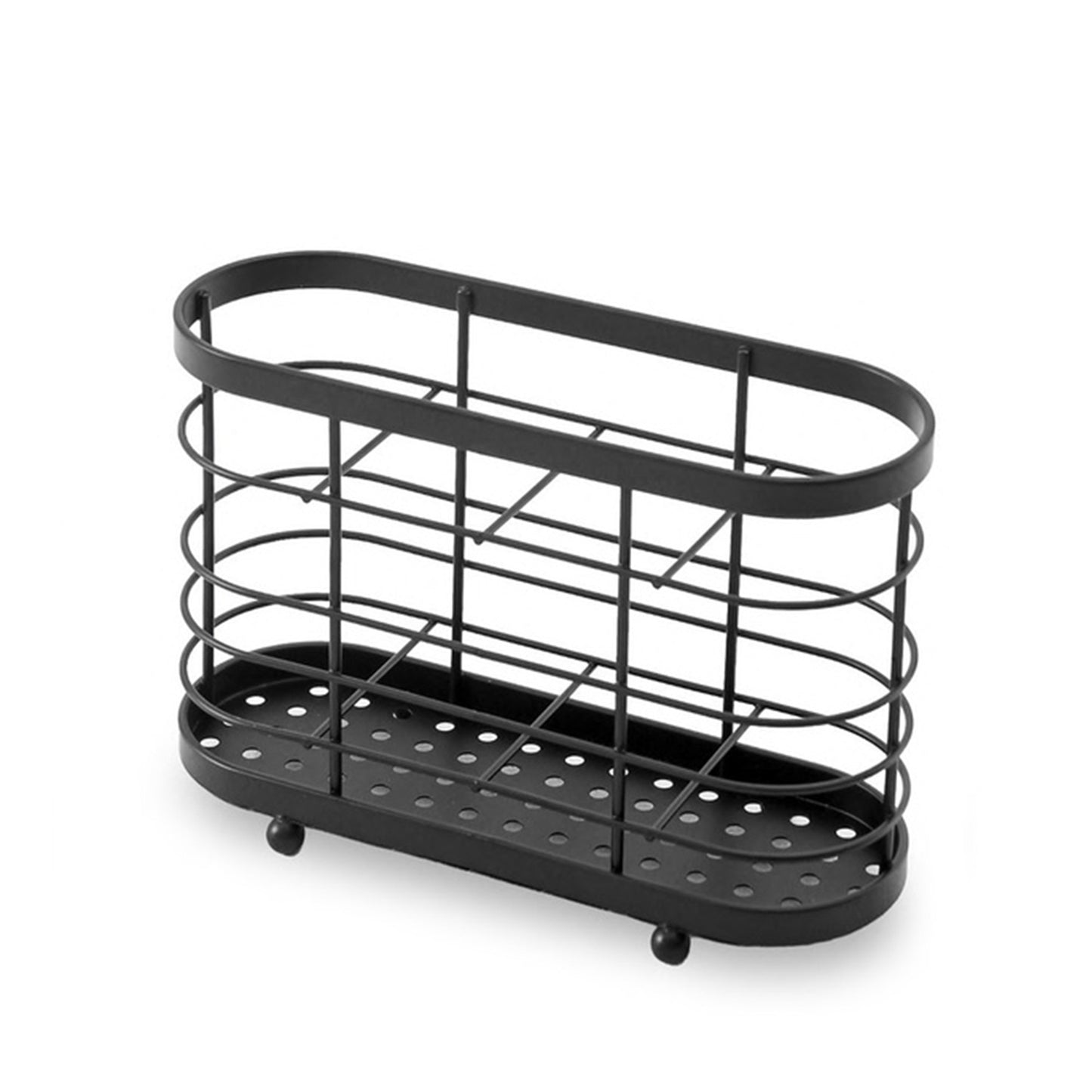 HOMEATIC OVAL MATTE BLACK WIRE CUTLERY ORGANIZER