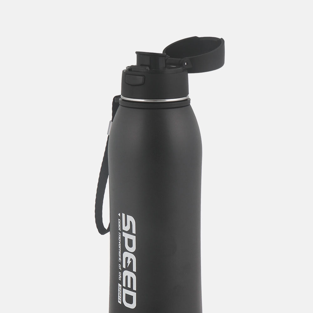 HOMEATIC VACUUM FLASK BLACK STEEL WATER BOTTLE 800 ML