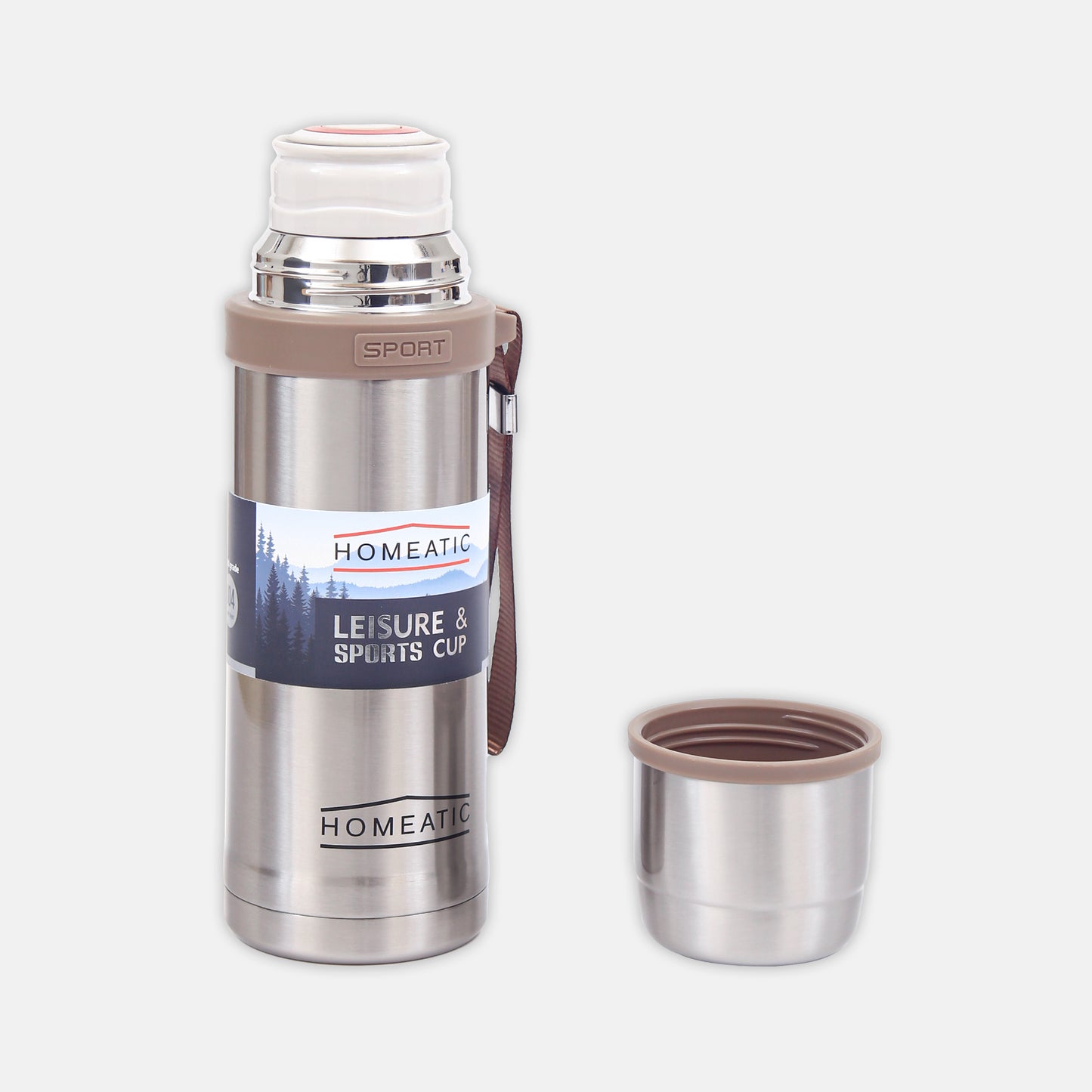 HOMEATIC VACUUM FLASK SILVER STEEL WATER BOTTLE 600 ML