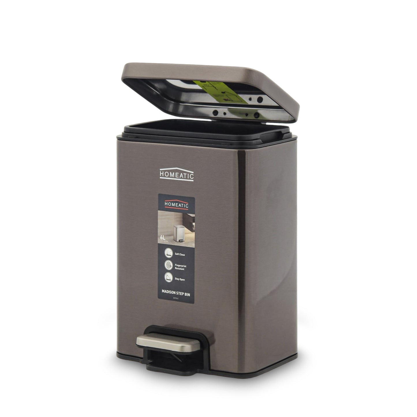HOMEATIC STAINLES STEEL PEDAL BIN-BLACK
