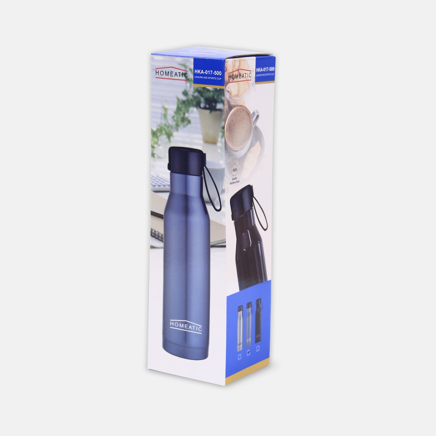 HOMEATIC STEEL WATER BOTTLE - 500ML SILVER