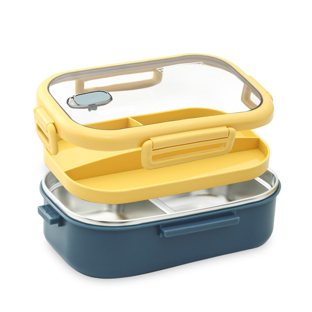 HOMEATIC DUO BENTO STAINLESS STEEL BLUE LUNCH BOX WITH SPOON & FORK