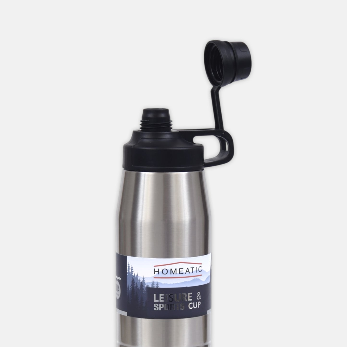 HOMEATIC LEISURE & SPORTS VACUUM FLASK SILVER STEEL WATER BOTTLE 900 ML