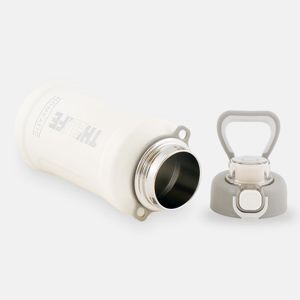 HOMEATIC THE LIFE VACUUM FLASK - WHITE STEEL WATER BOTTLE 1000 ML
