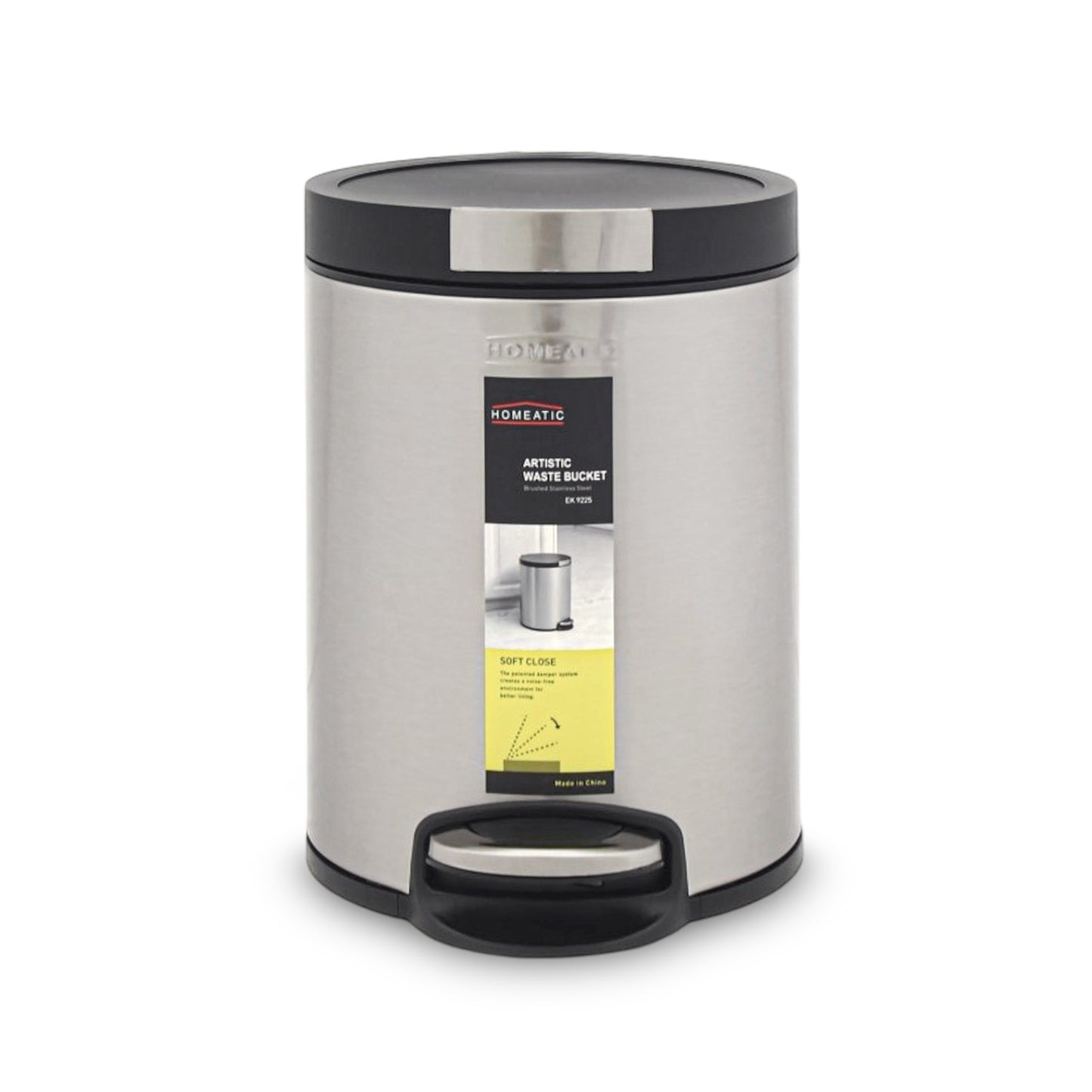 HOMEATIC STAINLES STEEL PEDAL BIN - SILVER