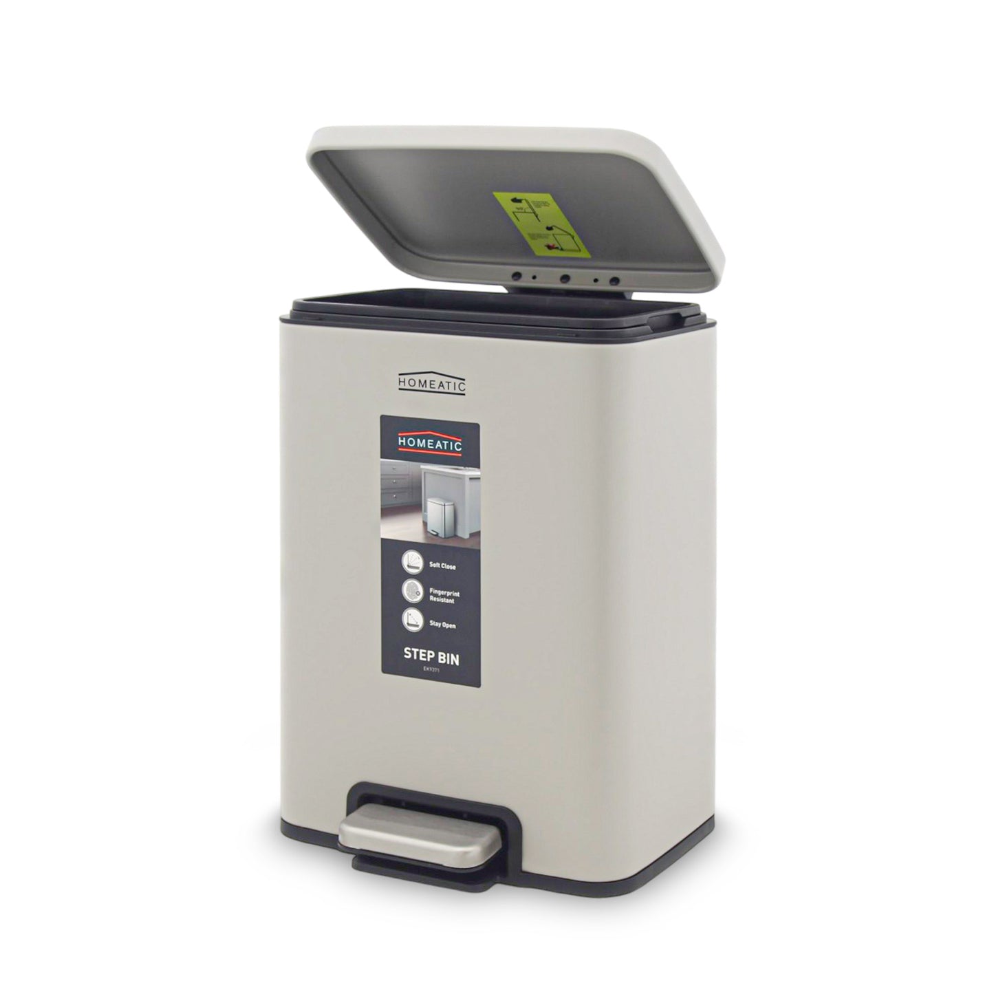 HOMEATIC STAINLES STEEL PEDAL BIN GREY