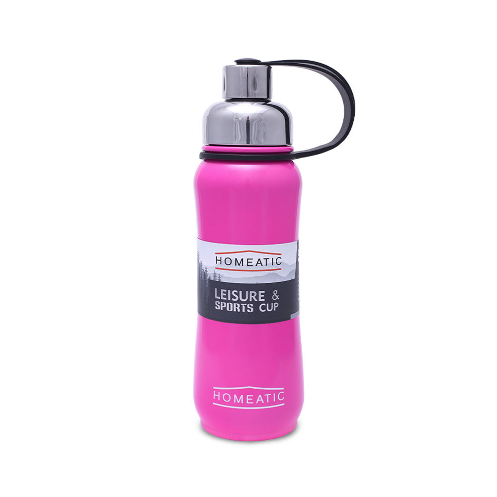 HOMEATIC VACUUM FLASK PINK STEEL WATER BOTTLE 500 ML