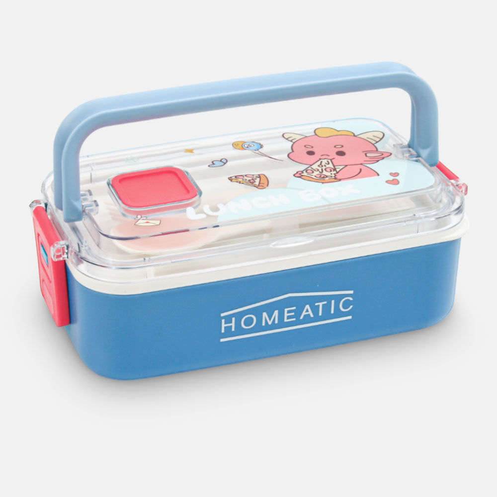 HOMEATIC KAWAI FRIENDS BLUE PLASTIC LUNCH BOX WITH CUTLERY 1LTR