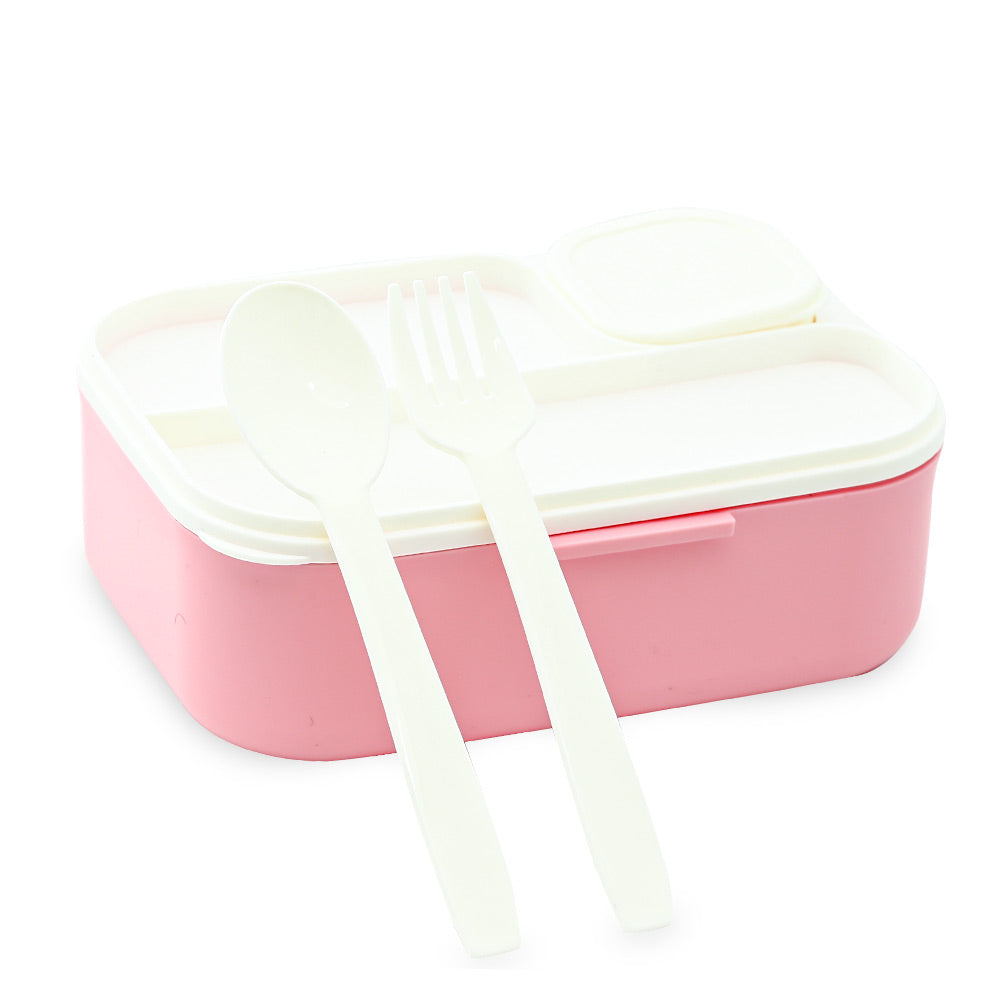 HOMEATIC DELUXE PLASTIC PINK LUNCH BOX 1100ML/200ML