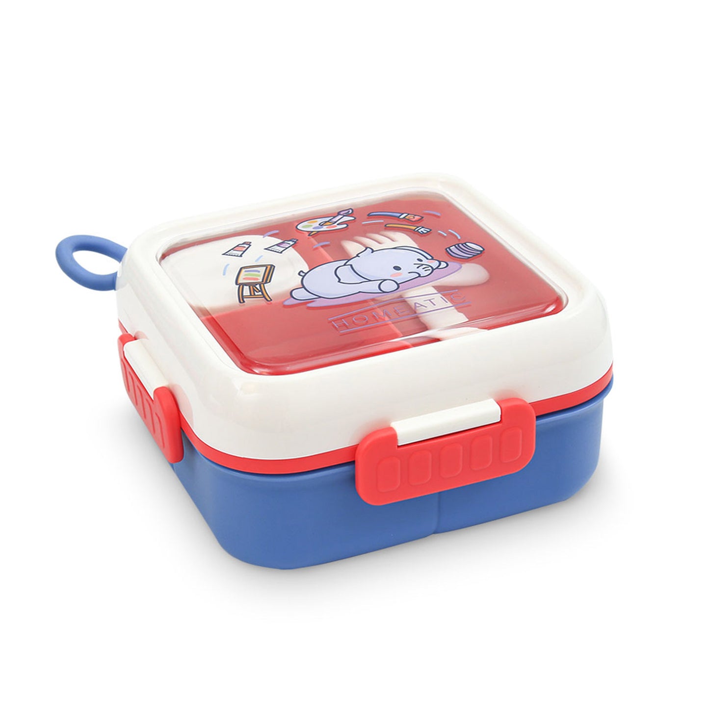 HOMEATIC DREAMY FRIENDS PLASTIC BLUE LUNCH BOX WITH CUTLERY 1LTR