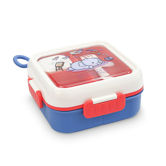 HOMEATIC DREAMY FRIENDS PLASTIC BLUE LUNCH BOX WITH CUTLERY 1LTR