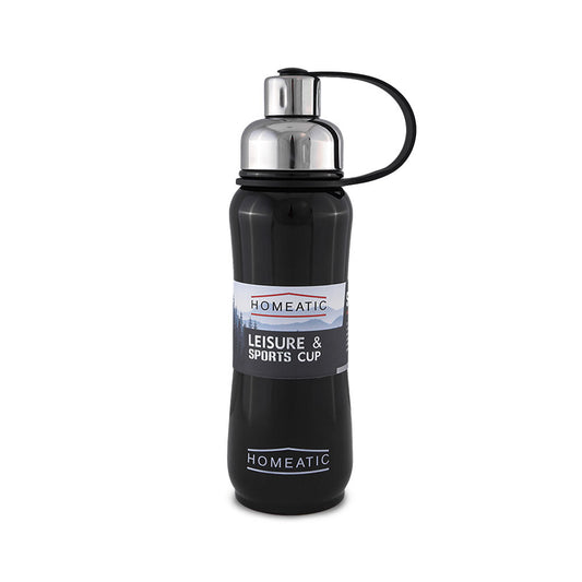 HOMEATIC VACUUM FLASK BLACK STEEL WATER BOTTLE 500 ML