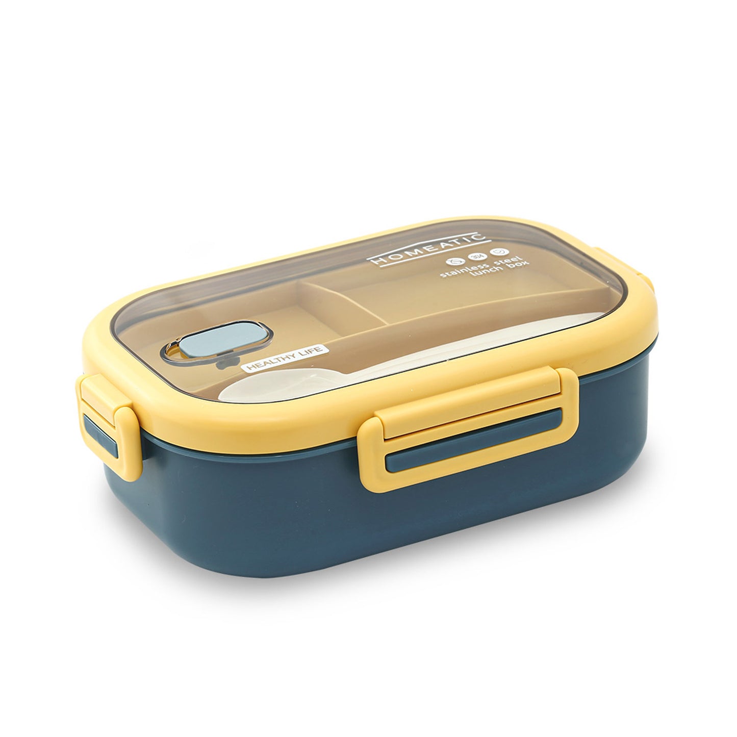 HOMEATIC DUO BENTO STAINLESS STEEL BLUE LUNCH BOX WITH SPOON & FORK