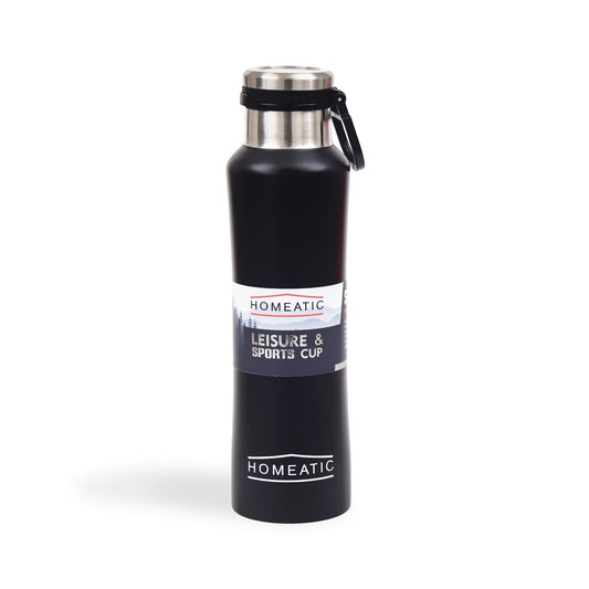 HOMEATIC VACUUM FLASK BLACK STEEL WATER BOTTLE 550 ML