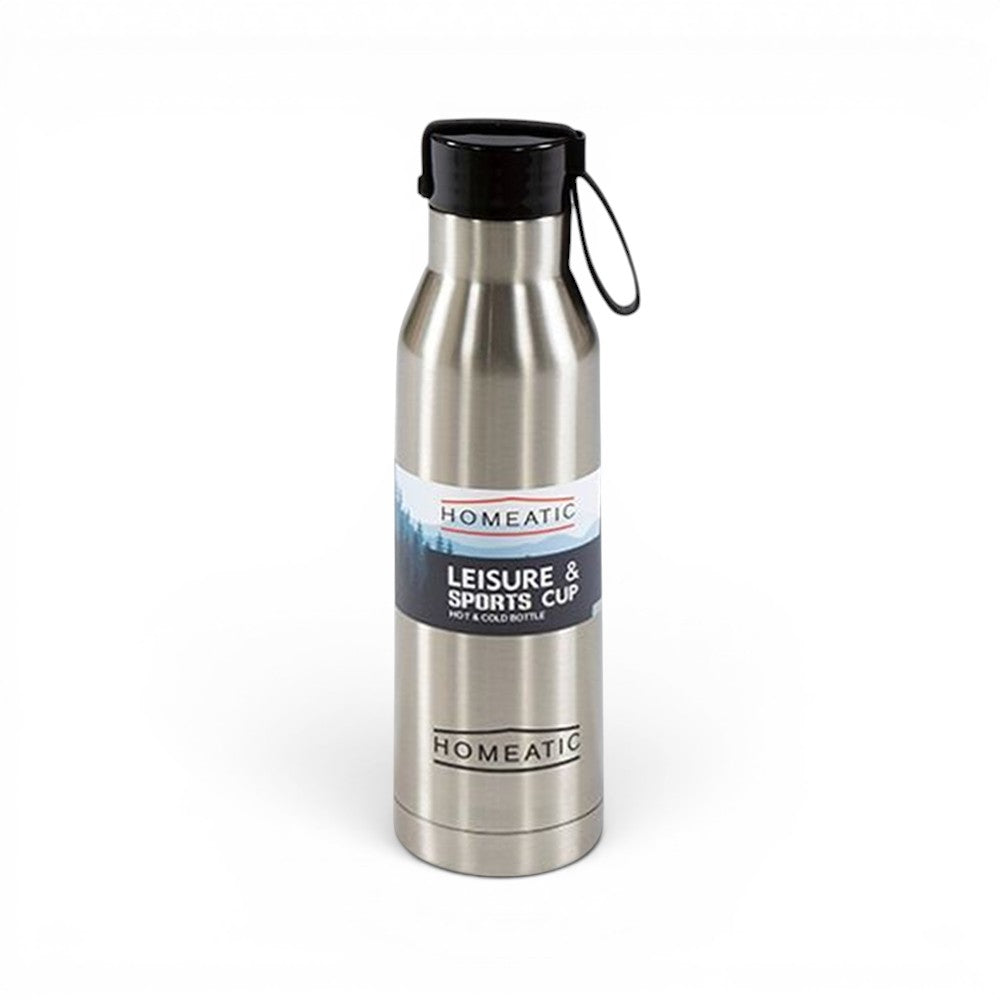 HOMEATIC STEEL WATER BOTTLE - 500ML SILVER